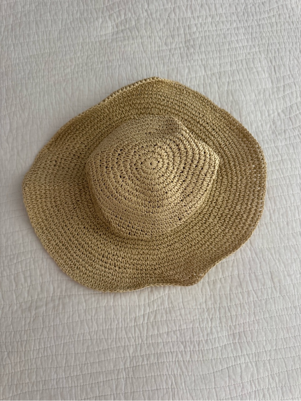 J. Crew Natural Straw Wide-Brim Crochet Sun Hat
